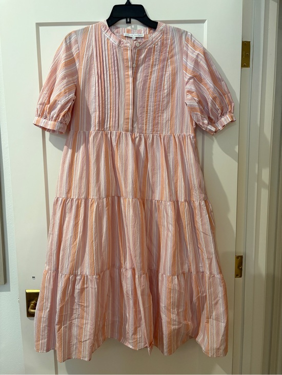 English Factory Dresses & Skirts - English Factory Pink & Peach Striped Tiered Dress